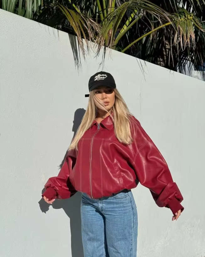 Jacqueline | Chaqueta de Cuero Oversize