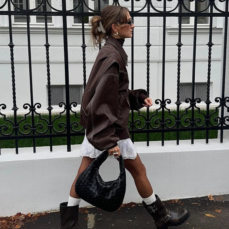 Jacqueline | Chaqueta de Cuero Oversize