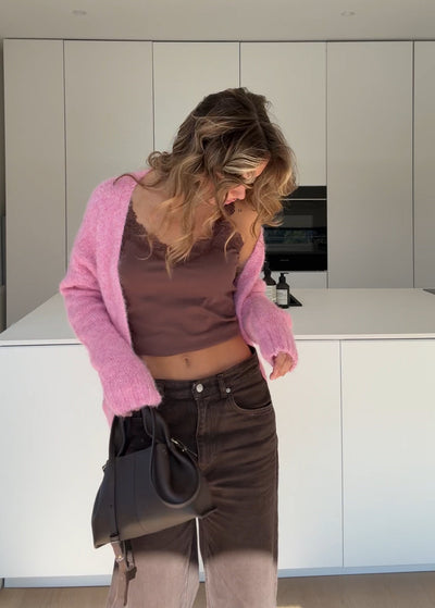 Cárdigan color rosa