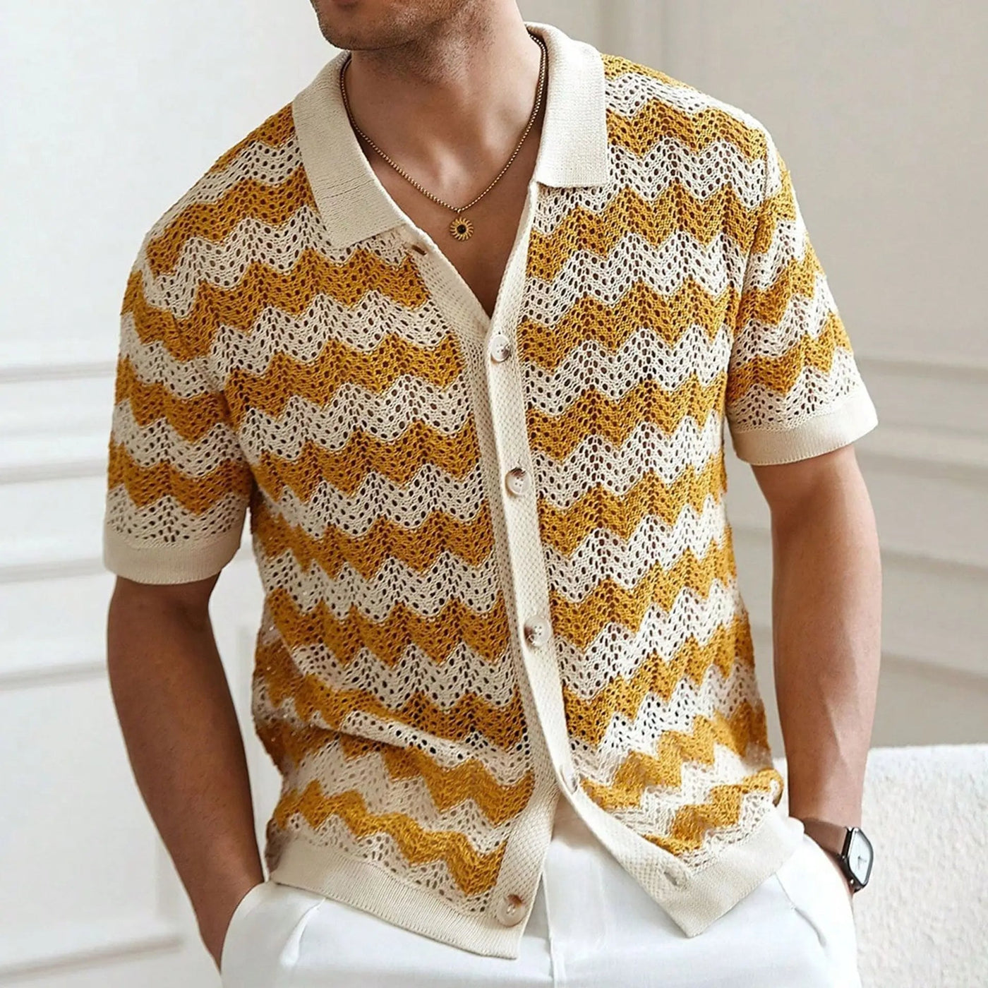 Lorenzo™ | Camisa Tejida Chevron