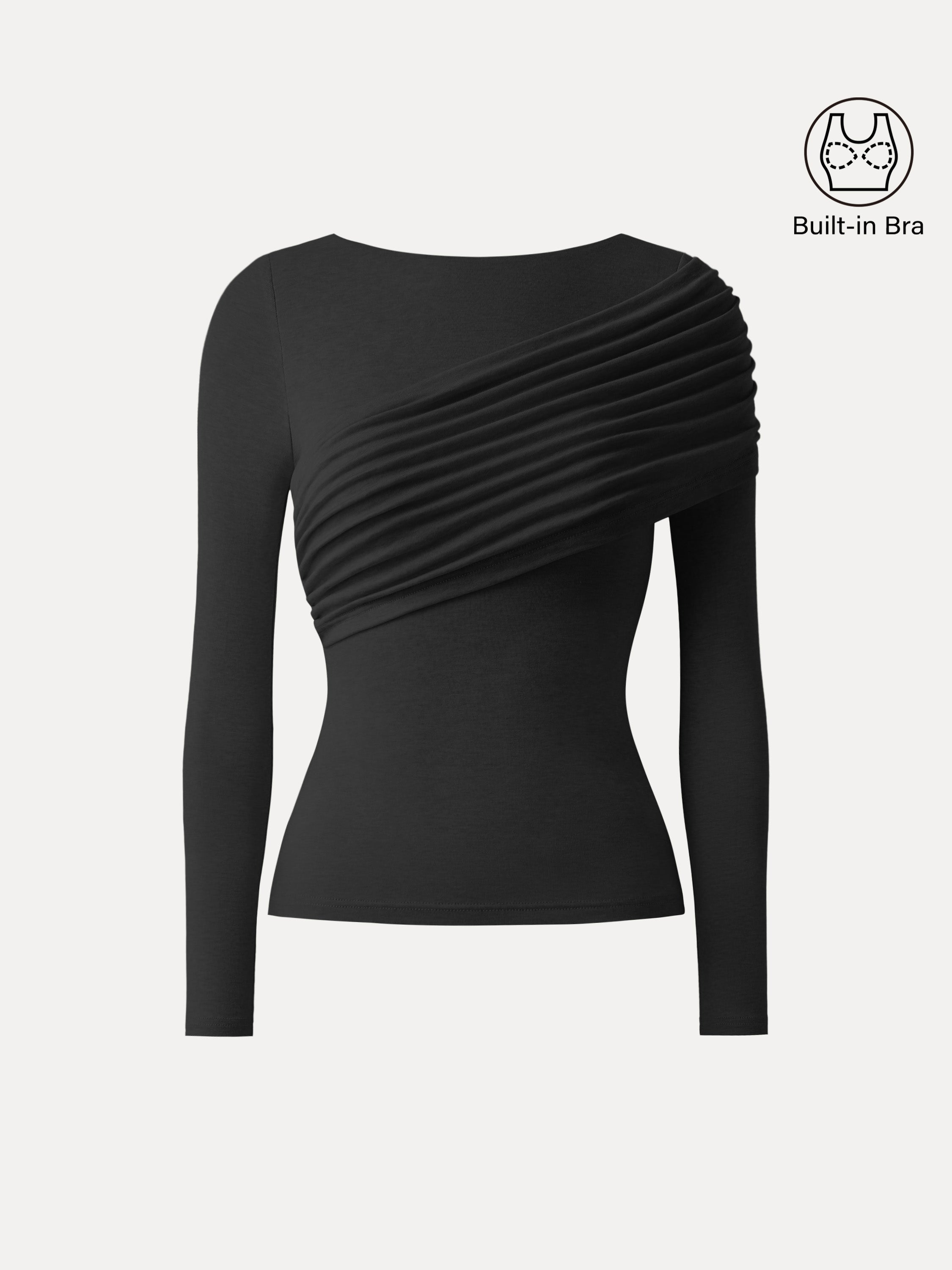 Valentina | Top de manga larga Brami fruncido en lana Tencel