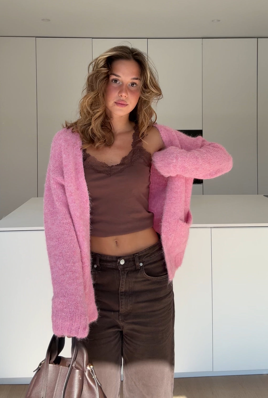 Cárdigan color rosa