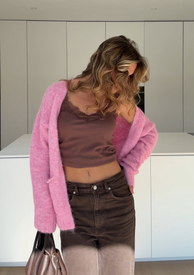 Cárdigan color rosa