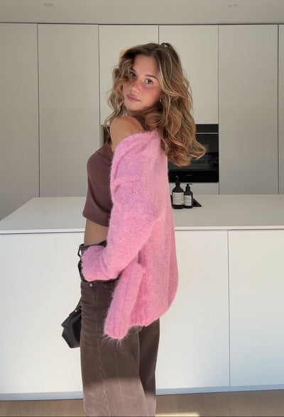Cárdigan color rosa