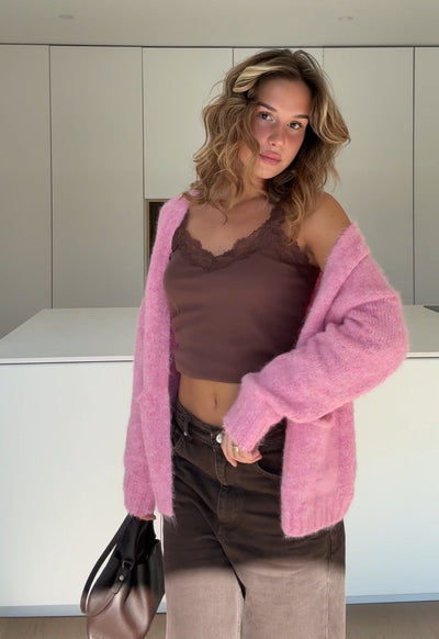 Cárdigan color rosa