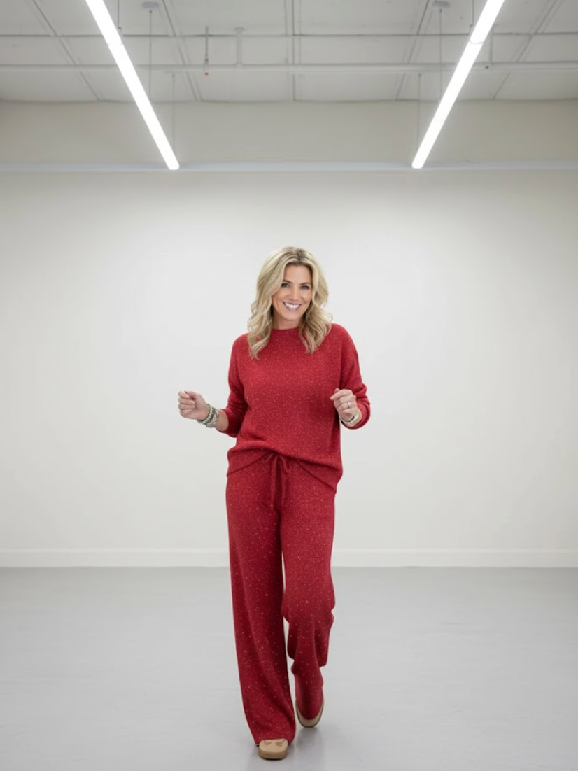 Anna | Traje casual de cuello redondo y brillante.