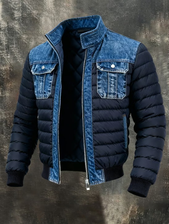 PATRYK™ | CHAQUETA QUILTOWANA CON DETALLES ELABORADOS JEANS