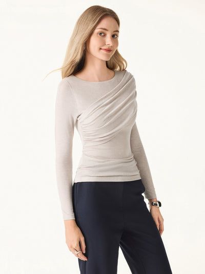 Valentina | Top de manga larga Brami fruncido en lana Tencel