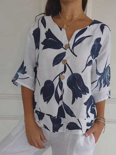Camila | Camisa estampada con cuello en V