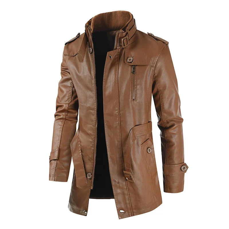 Krystian™ | Chaqueta Biker de Cuero Larga y Elegante