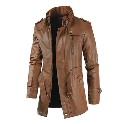 Krystian™ | Chaqueta Biker de Cuero Larga y Elegante