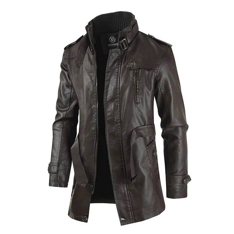 Krystian™ | Chaqueta Biker de Cuero Larga y Elegante