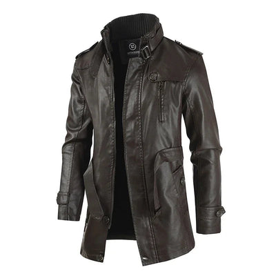 Krystian™ | Chaqueta Biker de Cuero Larga y Elegante
