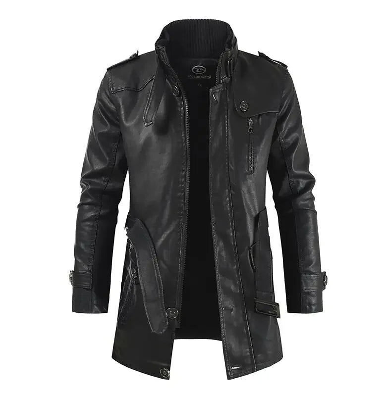 Krystian™ | Chaqueta Biker de Cuero Larga y Elegante
