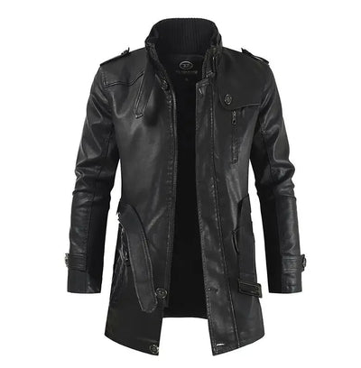 Krystian™ | Chaqueta Biker de Cuero Larga y Elegante